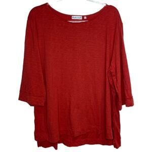 Habitat Clothes to Live In Womens Size XL‎ Orange Top Cotton Lagenlook Boat Neck